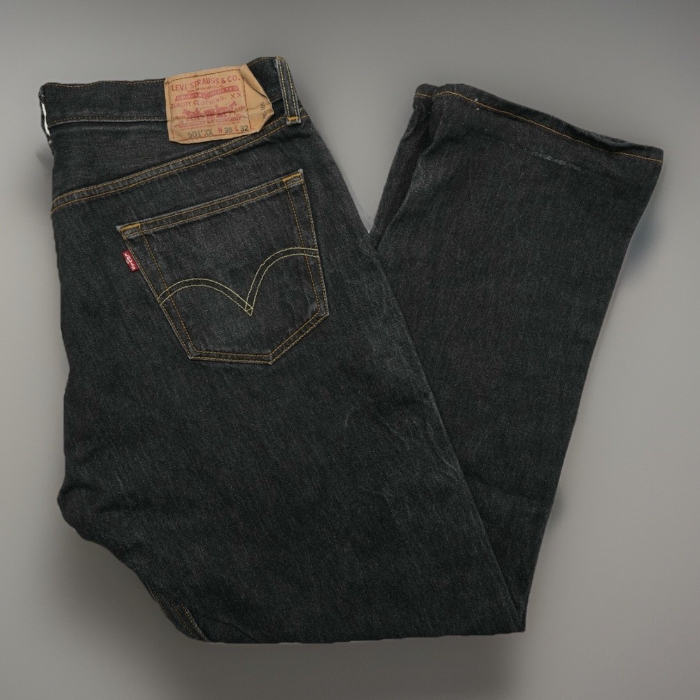 Levi's 501 XX Jeans Men Sz 38x32 (34X30) Button Fly Black Dark Wash Straight Fit